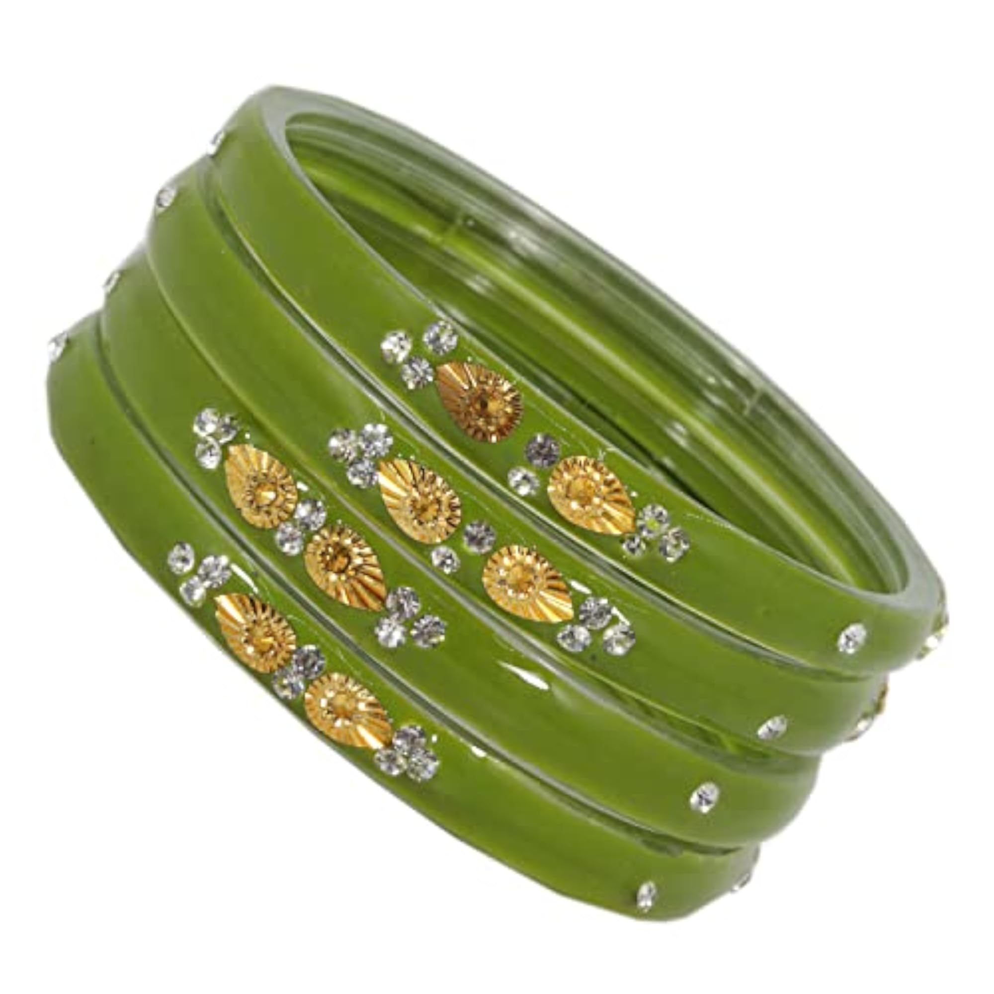Zircon Gemstone Studded Glass Kada Pack of 4